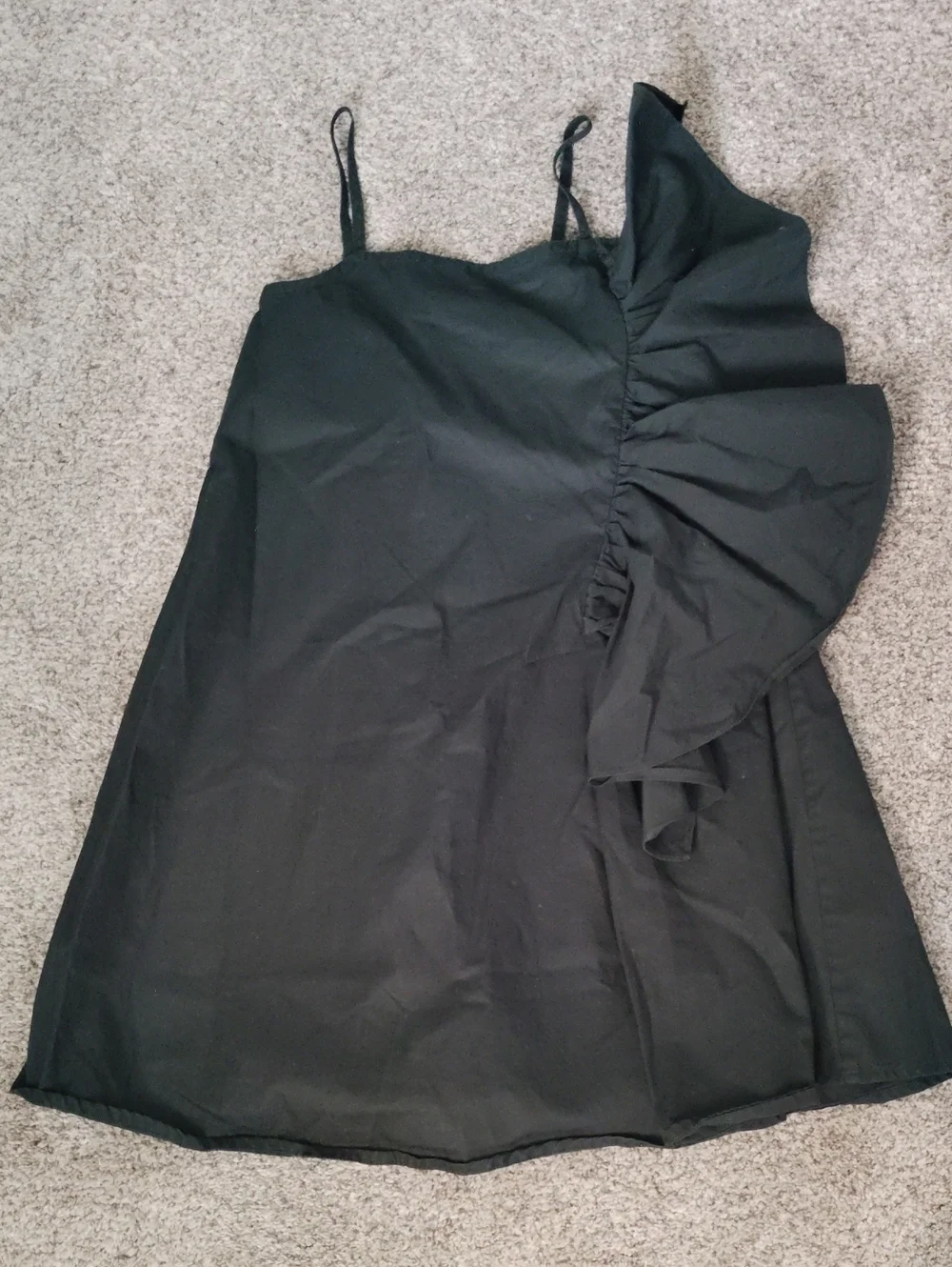 ONCE Girls One-Shoulder Black Ruffle Party Dress